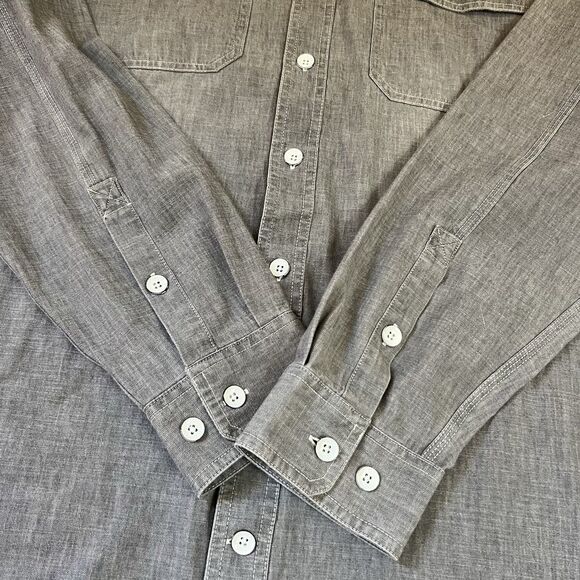 Duluth Trading Shirt Mens 2XL Tall Gray Coolmax Long Sleeve Button Up Untucked - Picture 10 of 11